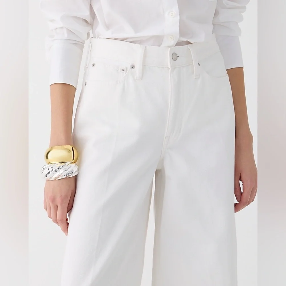 NWT J.Crew High-rise superwide-leg jean in white
